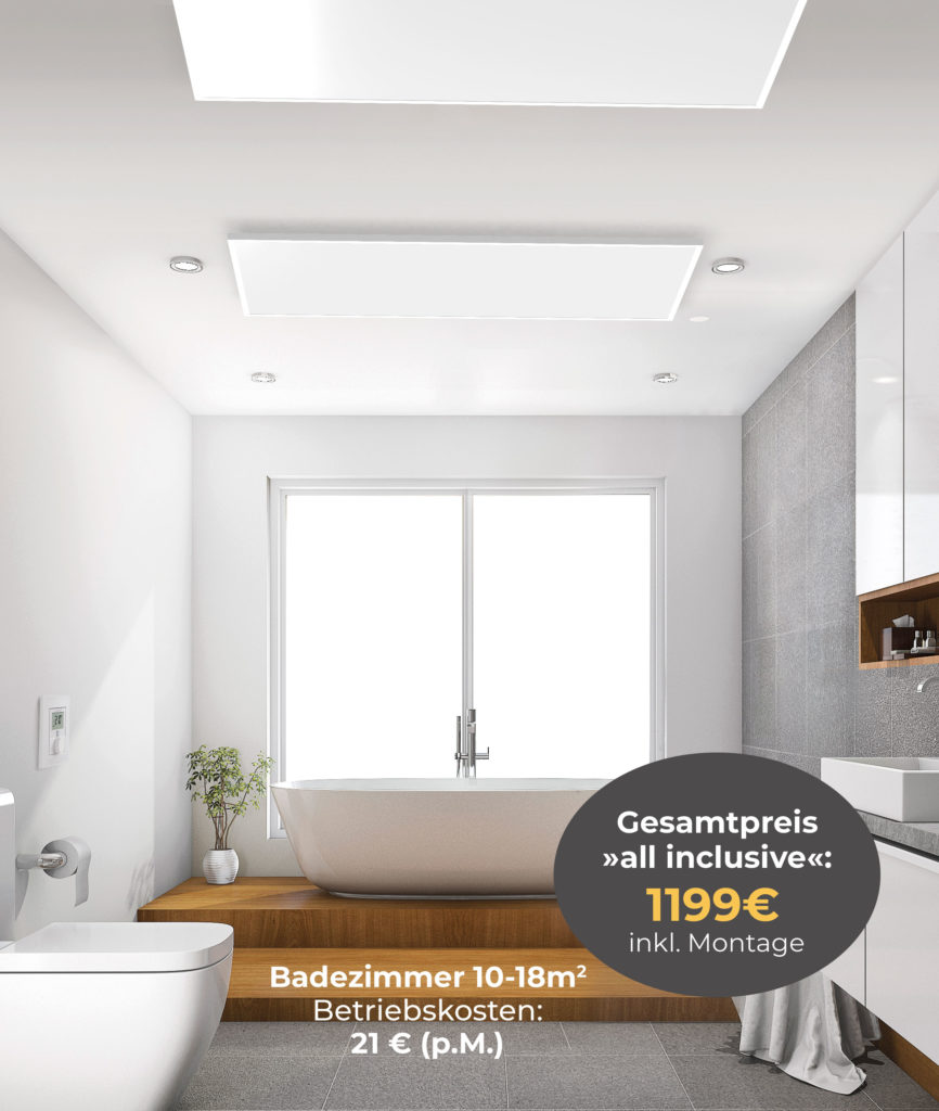 Badezimmer 10-18m² Deckenheizung Simpel Direkt „XL“ und Smart Home Steuerung.