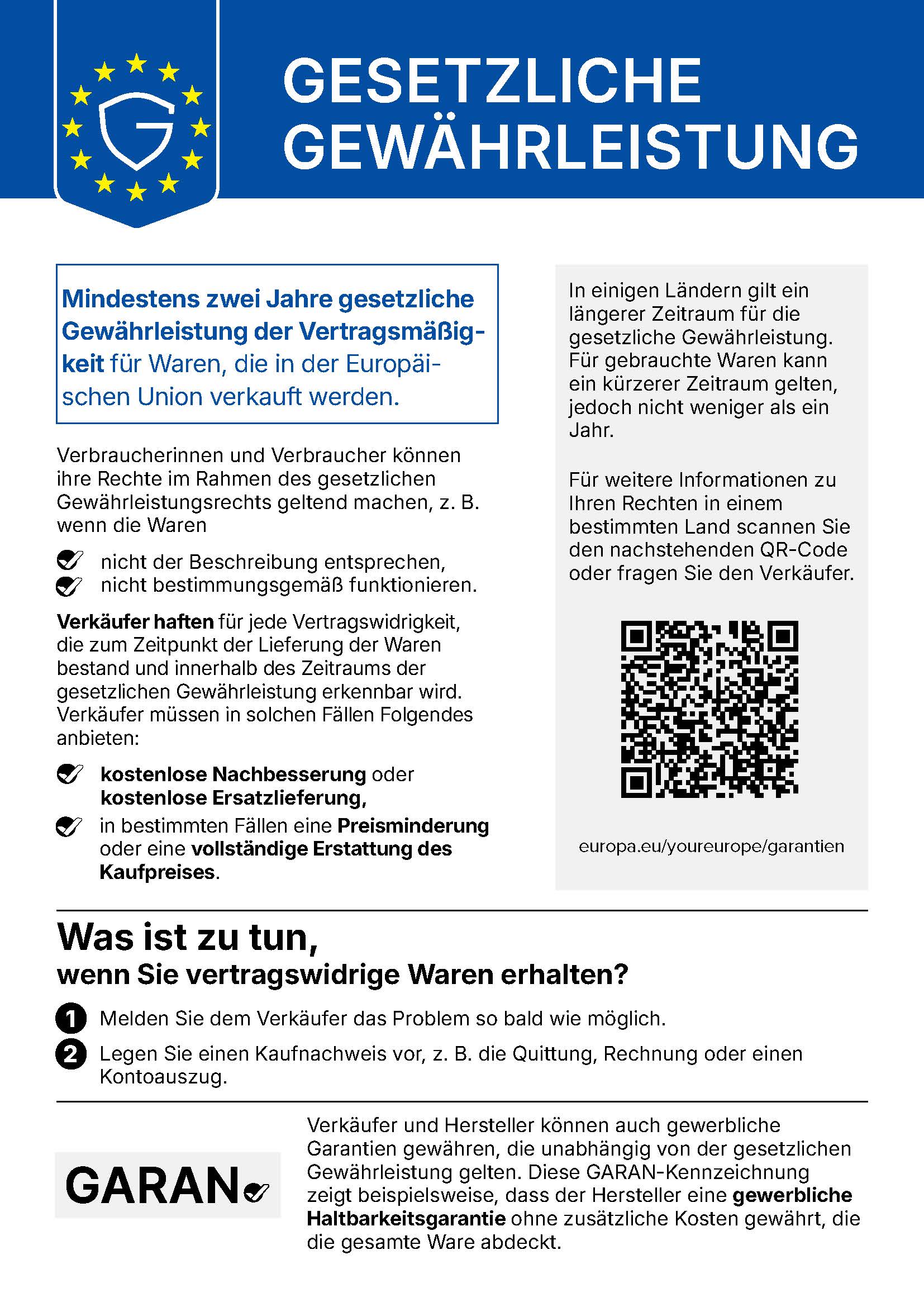 Harmonisierte Mitteilung der EU-Kommission zum gesetzlichen Gewährleistungsrecht