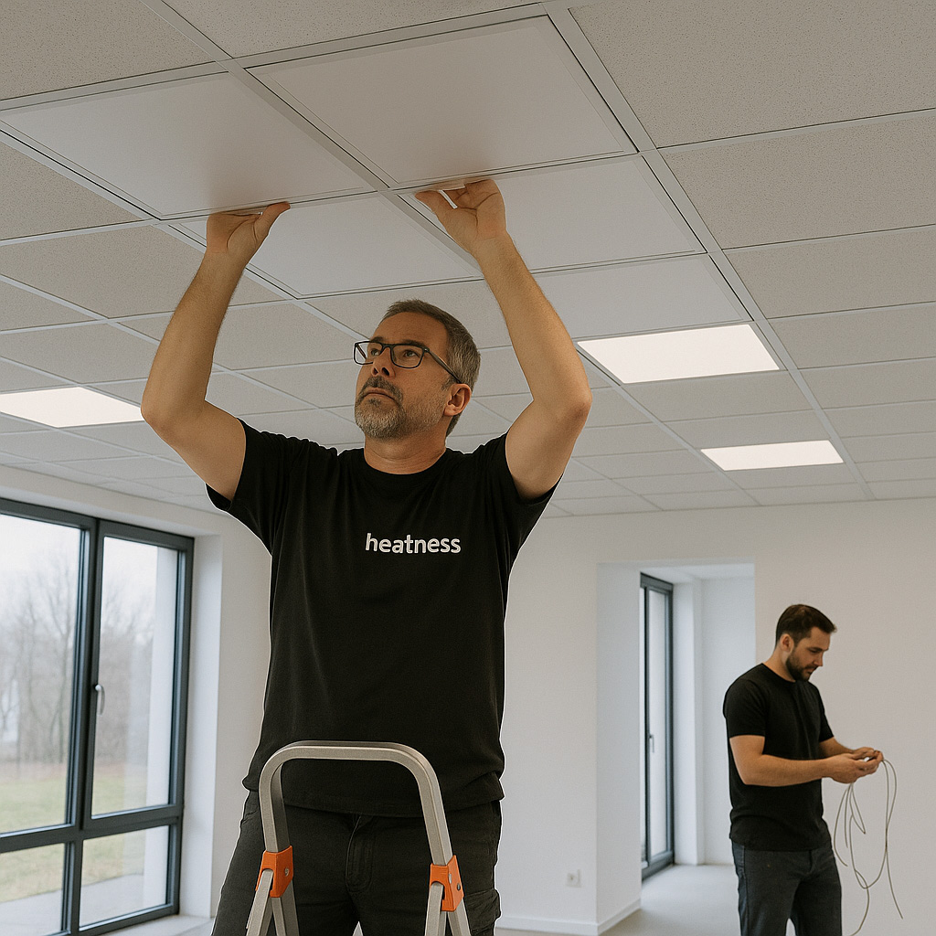 Die Montage der Infrarotheizung Rasterdecke kann jeder bewerkstelligen