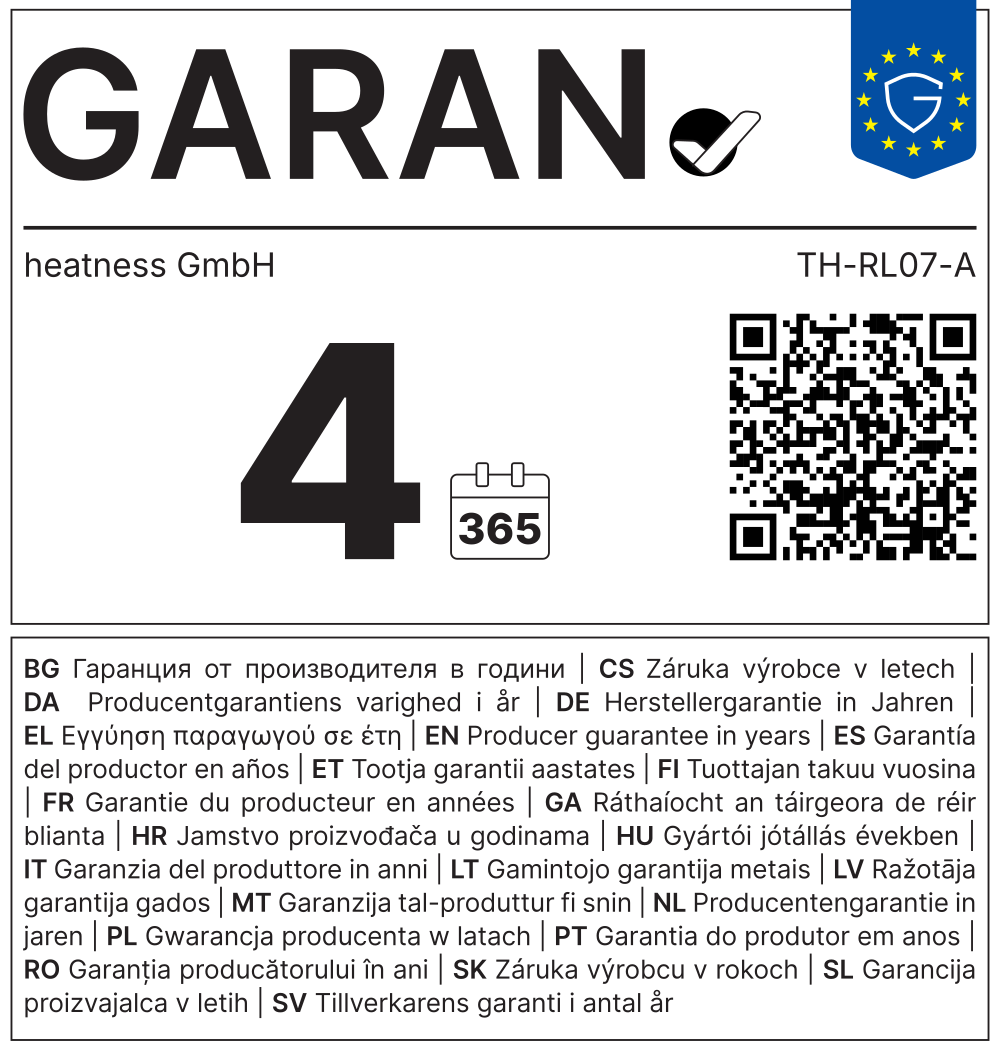 Vollständiges EU-GARAN Garantiezertifikat