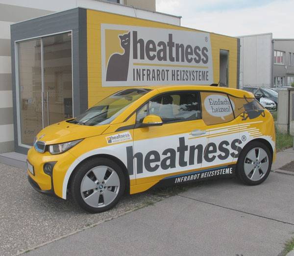 heatness Infrarotheizung Firmenfahrzeug Elektroauto BMW i3