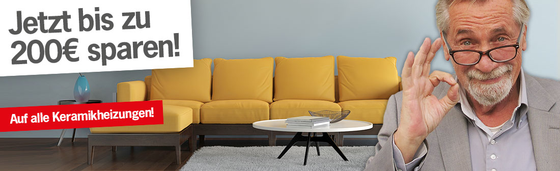 heatness Infrarotheizungen Keramik mit Sofa in Aktion