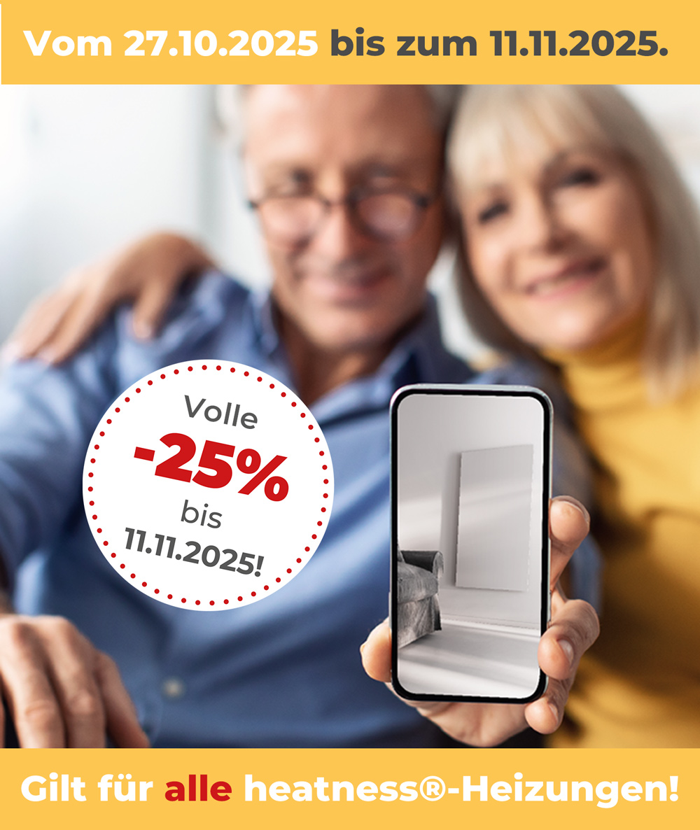 Aktion: 25% auf alle Infrrarot-Heizungen